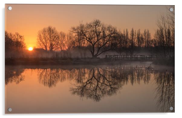 Sunrise over Barcombe Mills Acrylic by Sue MacCallum- Stewart