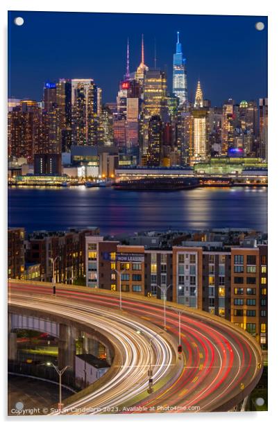 NYC Skyline and Lincoln Tunnel Helix  Acrylic by Susan Candelario