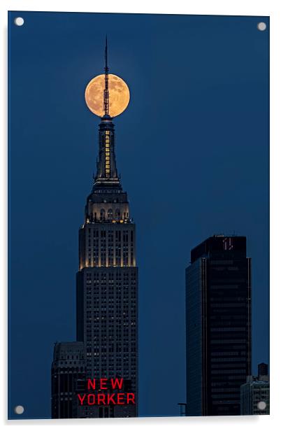 Super Moon In An Empire State Of Mind Acrylic by Susan Candelario