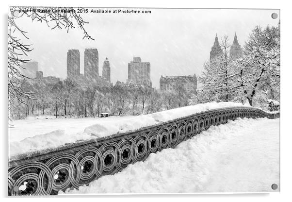 Snow In Central Park NYC Acrylic by Susan Candelario
