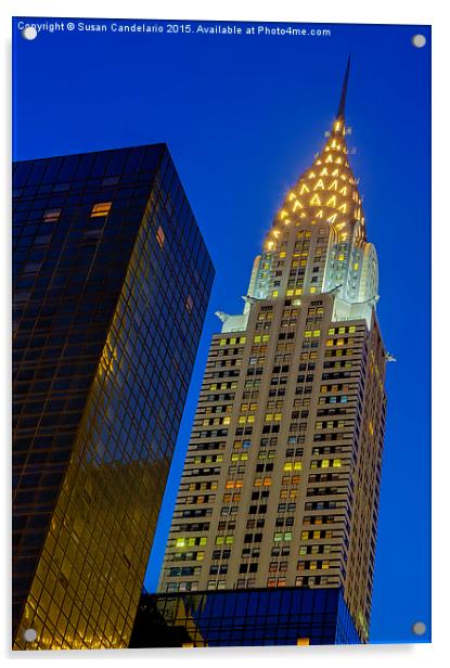 Chrysler Building Twilight Acrylic by Susan Candelario