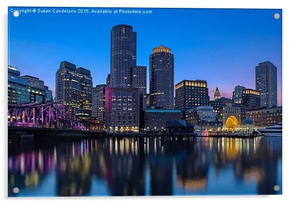 Boston Skyline Seaport District Acrylic by Susan Candelario