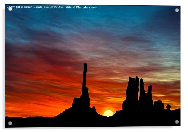 A New Day At The Totem Poles Acrylic by Susan Candelario