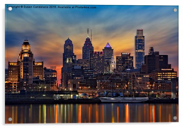 Philadelphia Skyline Acrylic by Susan Candelario