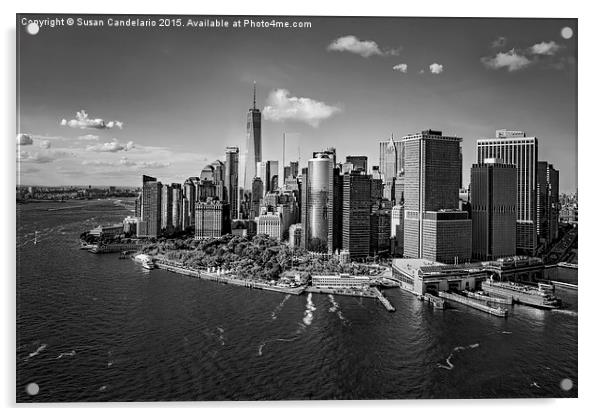 Lower Manhattan Aerial View BW Acrylic by Susan Candelario