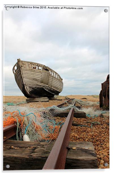  Old Boat at Dungeness Acrylic by Rebecca Giles