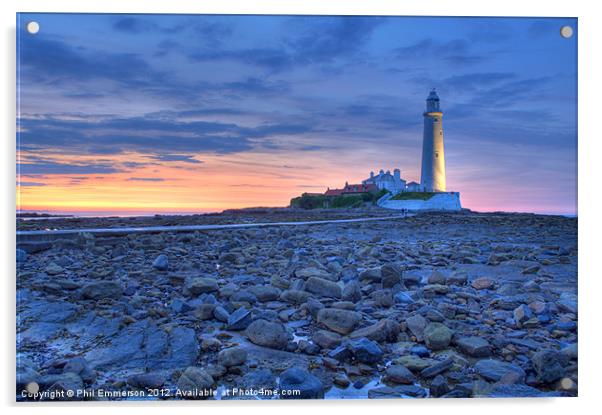 St Marys Lighthouse at Sunset Acrylic by Phil Emmerson