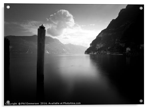 Lake Garda Mono Acrylic by Phil Emmerson