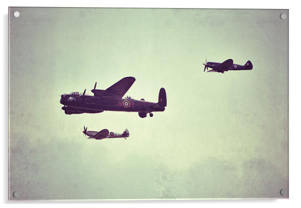 Lancaster Bomber, Spitfire and Hurricane Acrylic by Jonny Essex