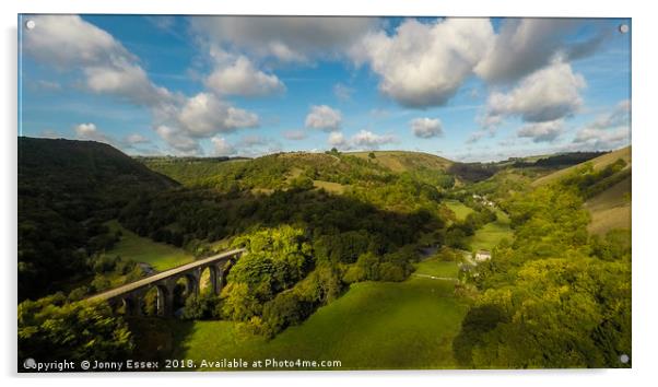 Aerial view of Headstone viaduct, Bakewell 1 Acrylic by Jonny Essex