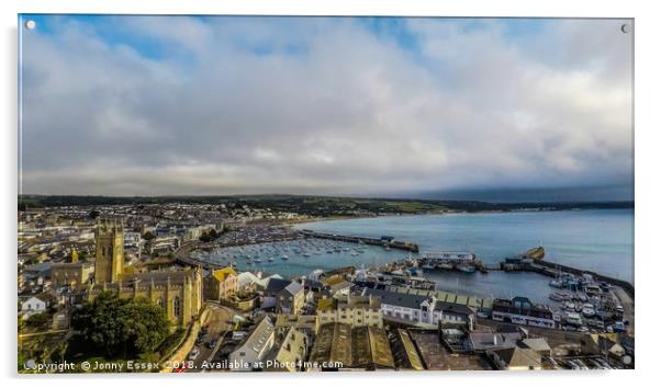 Beautiful Aerial view of Penzance and the harbour Acrylic by Jonny Essex