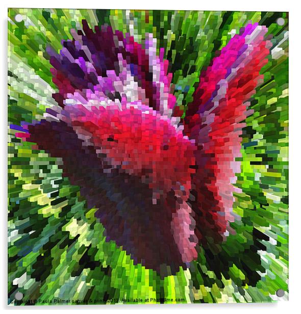 Extrusion digital tulip flower Acrylic by Paula Palmer canvas