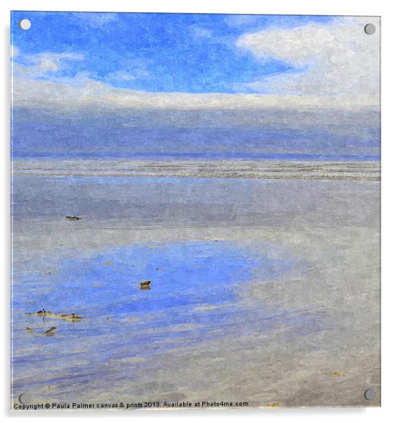 Sky reflections on the sea! Acrylic by Paula Palmer canvas