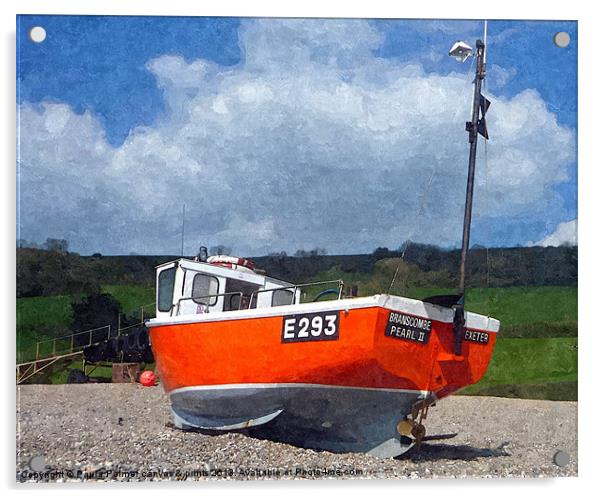 Beached boat at Branscombe 3 Acrylic by Paula Palmer canvas