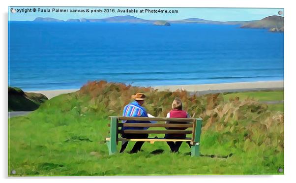  View over Newgale Beach,Pembrokeshire,Wales Acrylic by Paula Palmer canvas