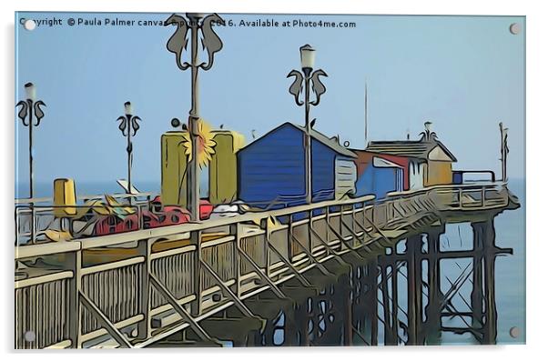 The Grand Pier at Teignmouth Devon Acrylic by Paula Palmer canvas