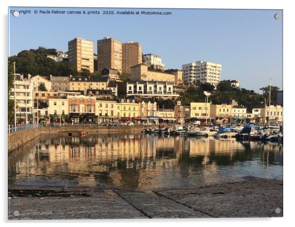 Torquay Harbour reflections Acrylic by Paula Palmer canvas