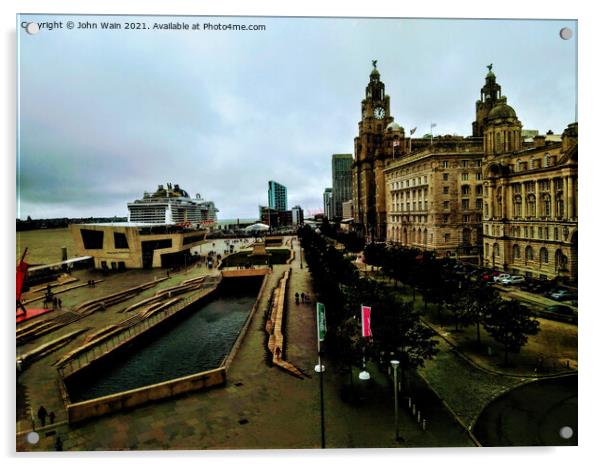 Liverpool Waterfront Skyline  Acrylic by John Wain