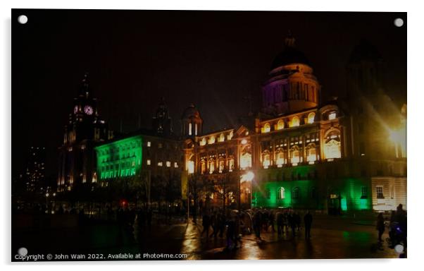 Liverpool Waterfront October Lights (Digital Art) Acrylic by John Wain