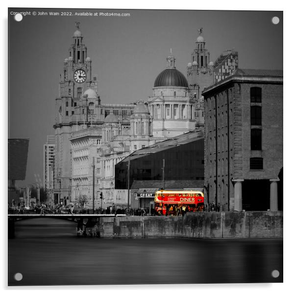 Royal Albert Dock And the 3 Graces (Digital Art)  Acrylic by John Wain