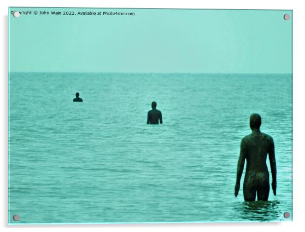 Three Men on the beach Acrylic by John Wain