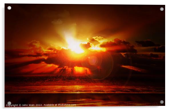 Wind farm Sunset Acrylic by John Wain