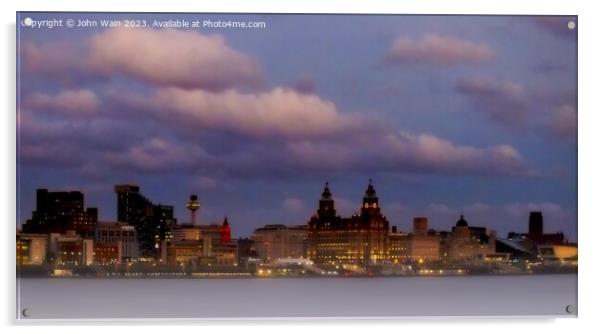 Liverpool Waterfront Skyline Acrylic by John Wain