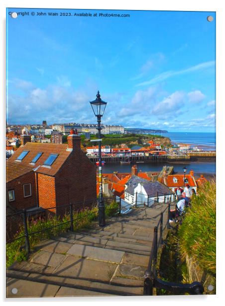 Whitby's 199 steps Acrylic by John Wain