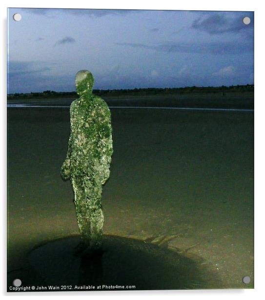 Last Antony Gormley on the Beach Acrylic by John Wain