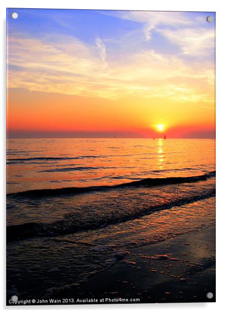 High tide and Sunset Acrylic by John Wain
