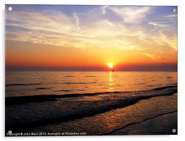 High tide and Sunset... Acrylic by John Wain