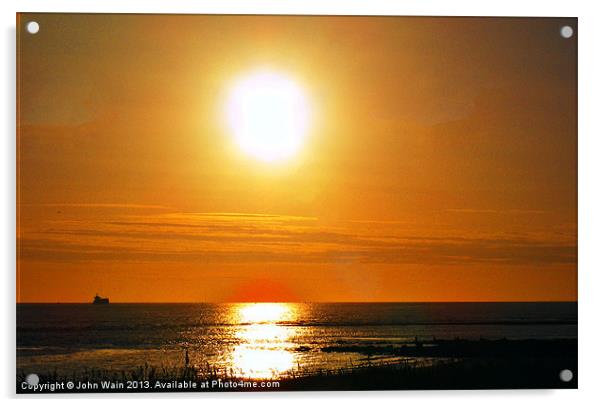 Cargo Ship in Liverpool Bay Acrylic by John Wain