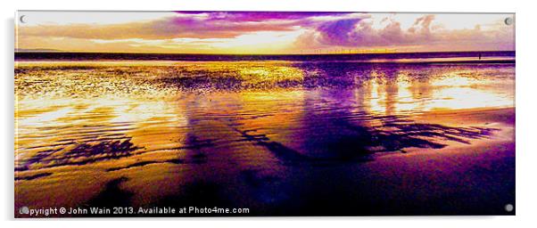 Sunset and wet sand Acrylic by John Wain