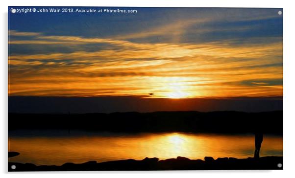 Marine Lake Sunset Acrylic by John Wain