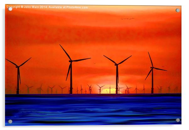 Windmills in the Sea. Acrylic by John Wain