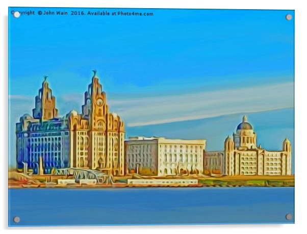 Liverpool 3 Graces (Digital Art) Acrylic by John Wain