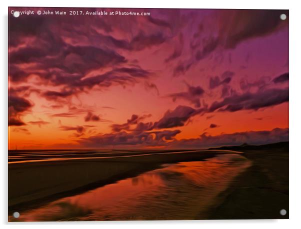 The Beach at sunset  Acrylic by John Wain