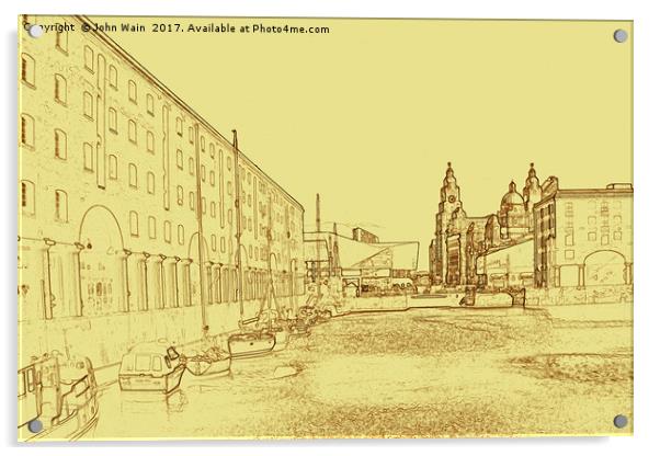 Royal Albert Dock, Liverpool (Digital Art) Acrylic by John Wain