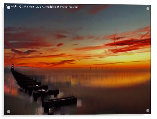 The Beach at Sunset (Digital Art)  Acrylic by John Wain