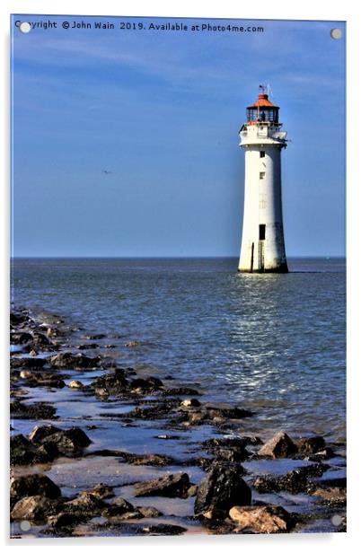 New Brighton Lighthouse Acrylic by John Wain
