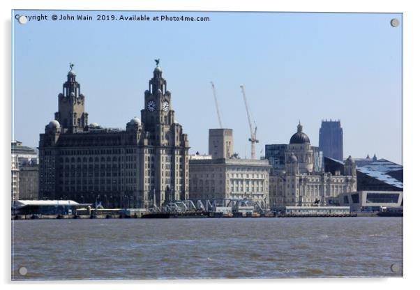 Liverpool Waterfront Skyline Acrylic by John Wain