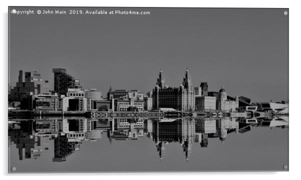 Liverpool Waterfront Skyline (Digital Art) Acrylic by John Wain