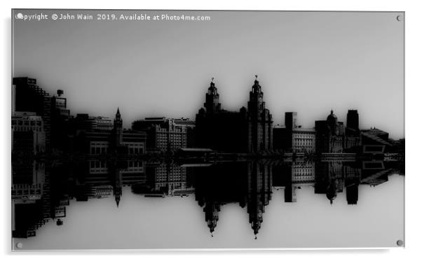 Liverpool Waterfront Skyline (Digital Art) Acrylic by John Wain