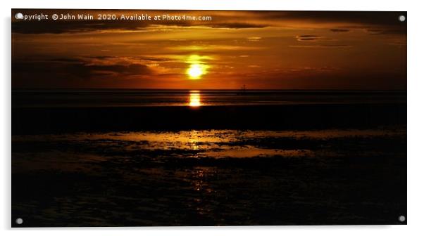 Irish Sea at Sunset Acrylic by John Wain