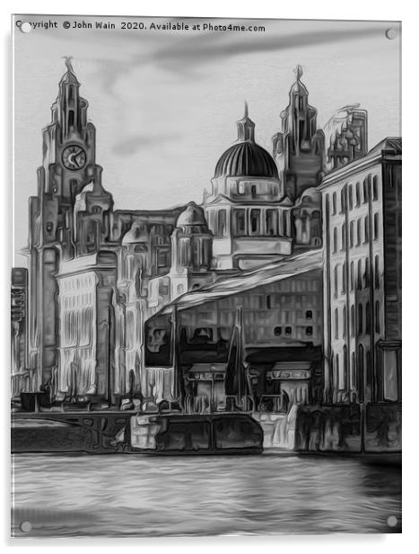 Royal Albert Dock And the 3 Graces  Acrylic by John Wain