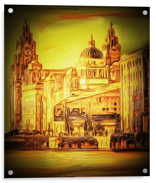 Liverpool Waterfront Skyline (Digital Art) Acrylic by John Wain