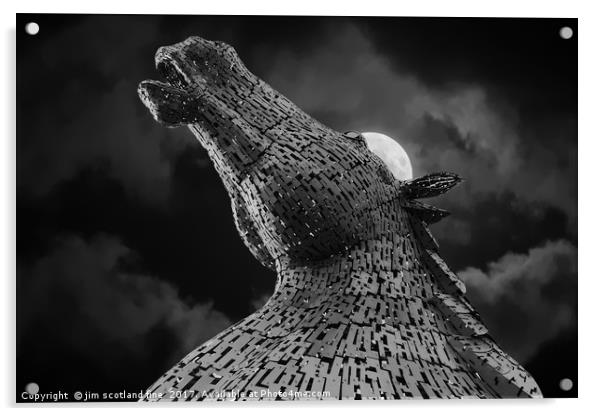 Full Moon at the Kelpies Acrylic by jim scotland fine art