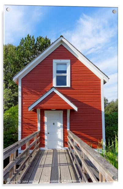Red Wooden Stilt House Acrylic by John Mitchell