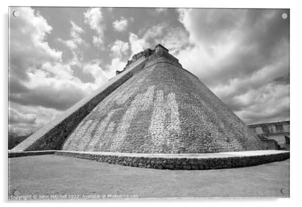 Pyramid of the Magician Uxmal Mexico Acrylic by John Mitchell