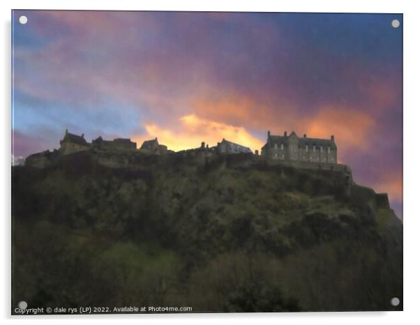 edinburgh castle sunset Acrylic by dale rys (LP)